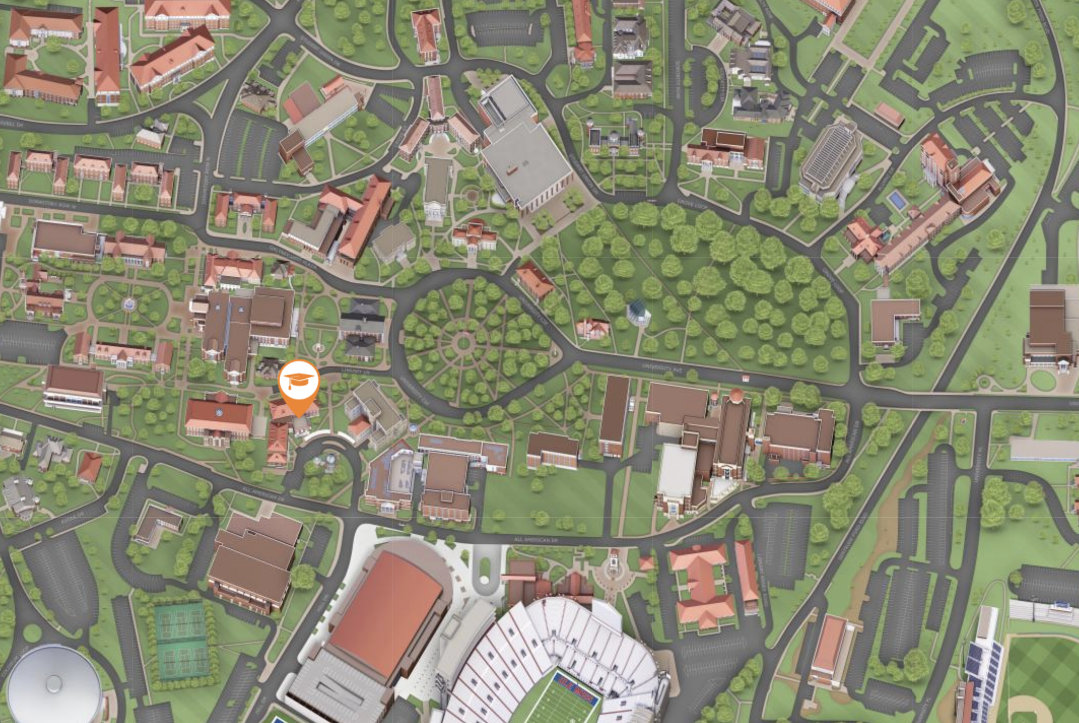 Map
of Lewis Hall and surrounding buildings